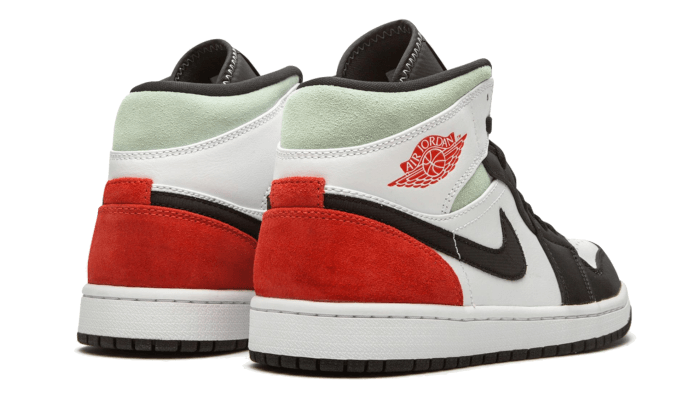 Air Jordan 1 Mid SE Red Black Toe, White/Black-Light Smoke Grey-Gym Red (852542-100 / BQ6931-100)