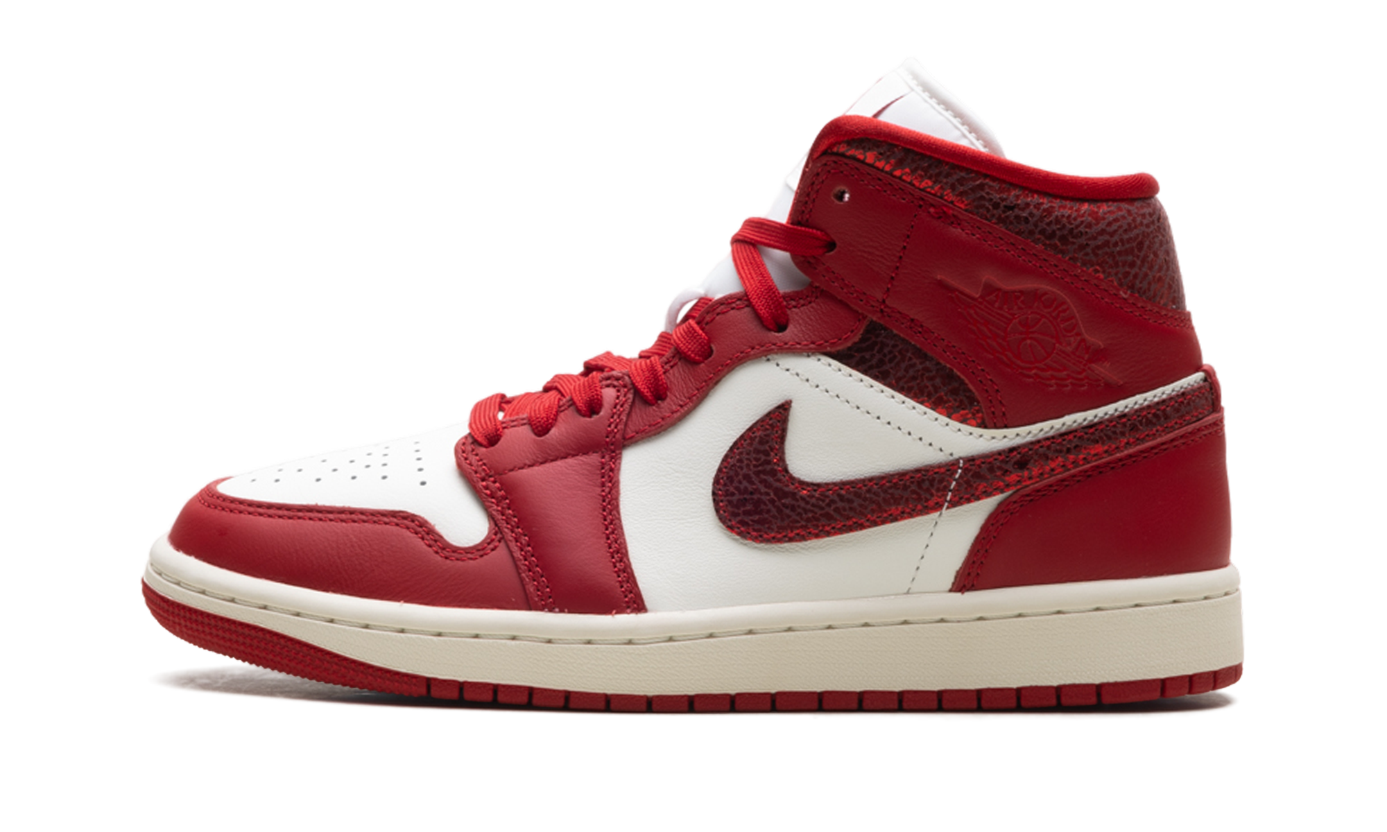 Air Jordan 1 Mid SE Red Cracked Leather