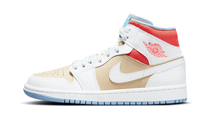 Air Jordan 1 Mid SE Sesame, Sesame/White-Flash Crimson-Psychic Blue (CZ0774-200)