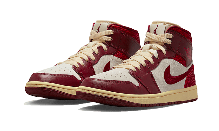 Air Jordan 1 Mid SE Tiki Leaf Team Red, Team Red/University Red-Sail-Muslin (DZ2820-601)