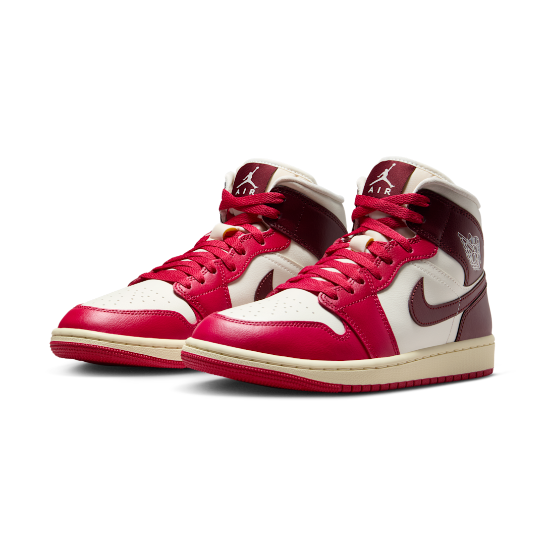 Air Jordan 1 Mid Sail Mystic Hibiscus, Sail/Mystic Hibiscus/Coconut Milk/Dark Team Red (BQ6472-119)