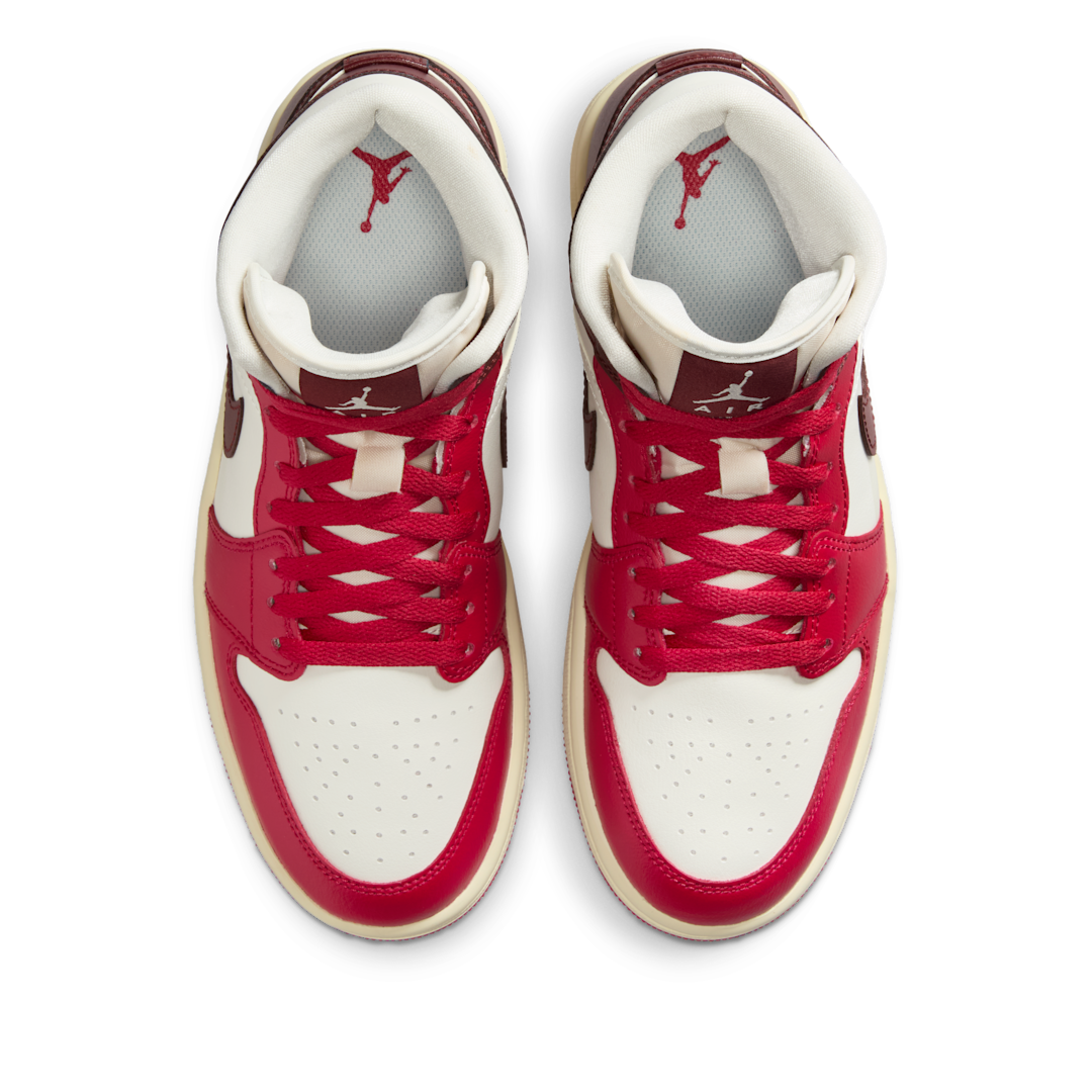 Air Jordan 1 Mid Sail Mystic Hibiscus, Sail/Mystic Hibiscus/Coconut Milk/Dark Team Red (BQ6472-119)