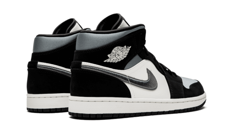 Air Jordan 1 Mid Satin Grey Toe, Black/Smoke Grey-Sail (852542-011)