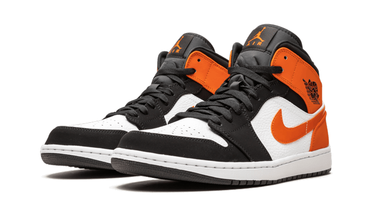 Air Jordan 1 Mid Shattered Backboard, Black/Starfish-Starfish-White (554725-058)