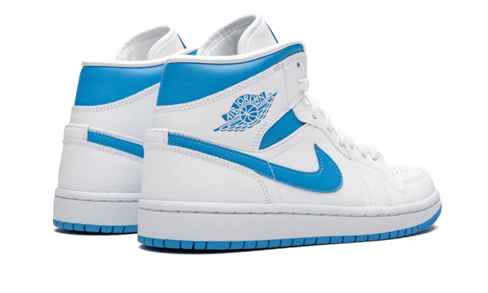 Air Jordan 1 Mid UNC, White/Dark Powder Blue-White (BQ6472-114)