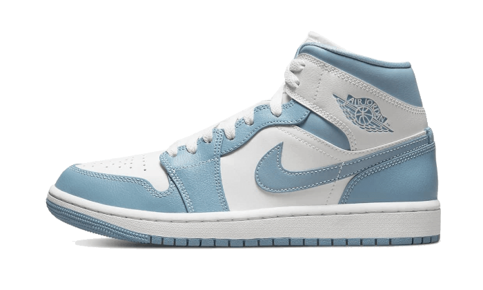 Air Jordan 1 Mid UNC (2022), White/Worn Blue/Sail (BQ6472-141)