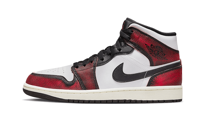 Air Jordan 1 Mid Wear-Away Chicago, Black/Infrared 23-White-Sail (DV9565-006)