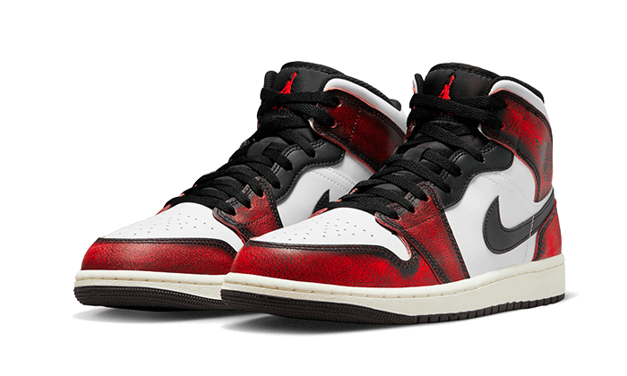 Air Jordan 1 Mid Wear-Away Chicago, Black/Infrared 23-White-Sail (DV9565-006)