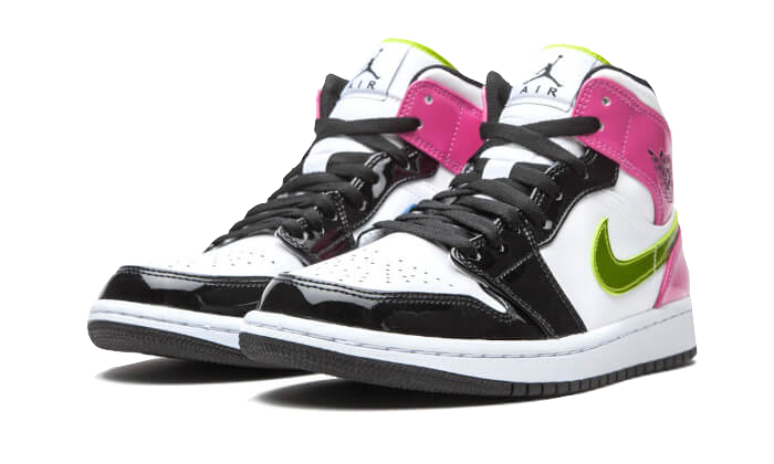 Air Jordan 1 Mid White Black Cyber Pink, White/Black-Cyber-Pink (CZ9834-100 / CZ9835-100)