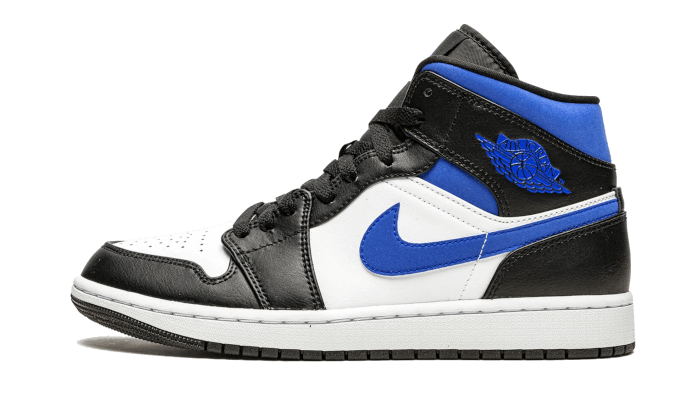 Air Jordan 1 Mid White Black Racer Blue, White/Racer Blue-Black (554724-140 / 554725-140)