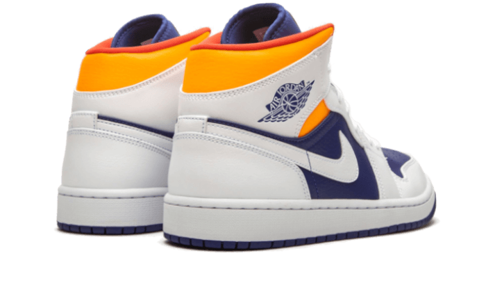 Air Jordan 1 Mid White Laser Orange Deep Royal Blue, White/Laser Orange-Deep Royal Blue (554725-131)