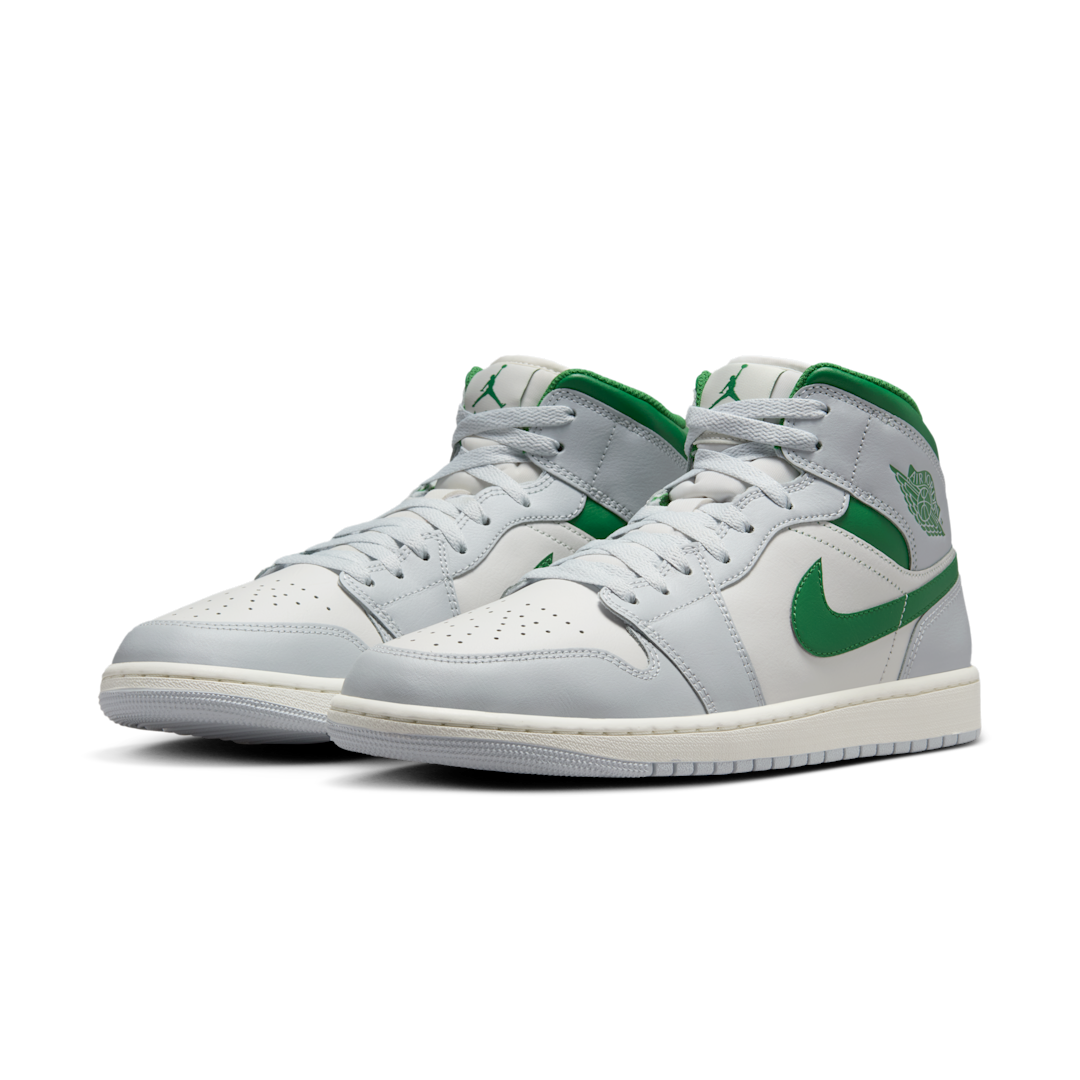 Air Jordan 1 Mid White Pure Platinum Pine Green, Summit White/Pure Platinum/Sail/Pine Green (DQ8426-142)