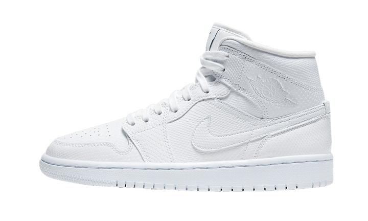 Air Jordan 1 Mid White Snakeskin, White/White-White (BQ6472-110)