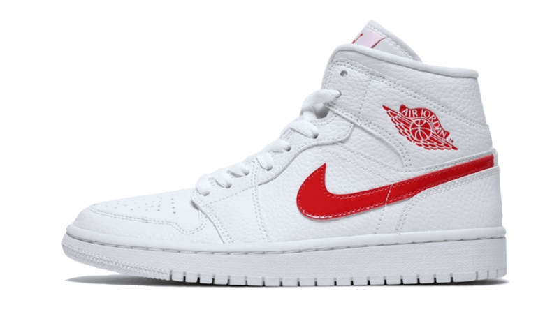 Air Jordan 1 Mid White University Red, White/University Red (BQ6472-106)