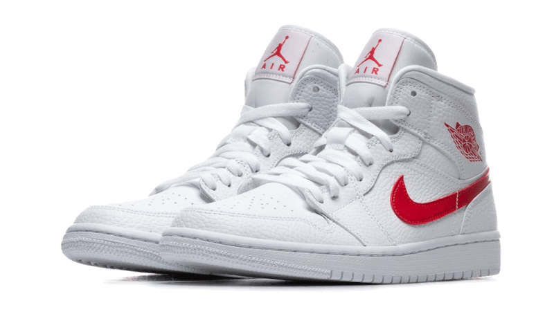 Air Jordan 1 Mid White University Red, White/University Red (BQ6472-106)