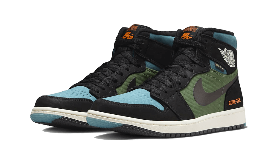 Air Jordan 1 Retro High Element Gore-Tex Black Olive, Black/Sky J Light Olive/Bright Mandarin/Sail/Noise Aqua (DB2889-003)