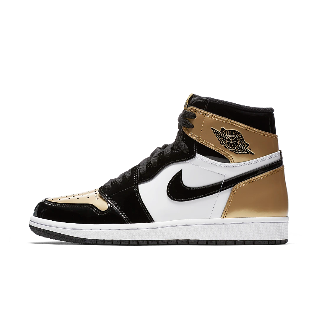 Air Jordan 1 Retro High NRG Patent Gold Toe, Black/Metallic Gold-Summit White (861428-007)