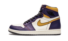 Air Jordan 1 Retro High OG Defiant SB LA to Chicago, Court Purple/Black-Sail-University Gold (CD6578-507)