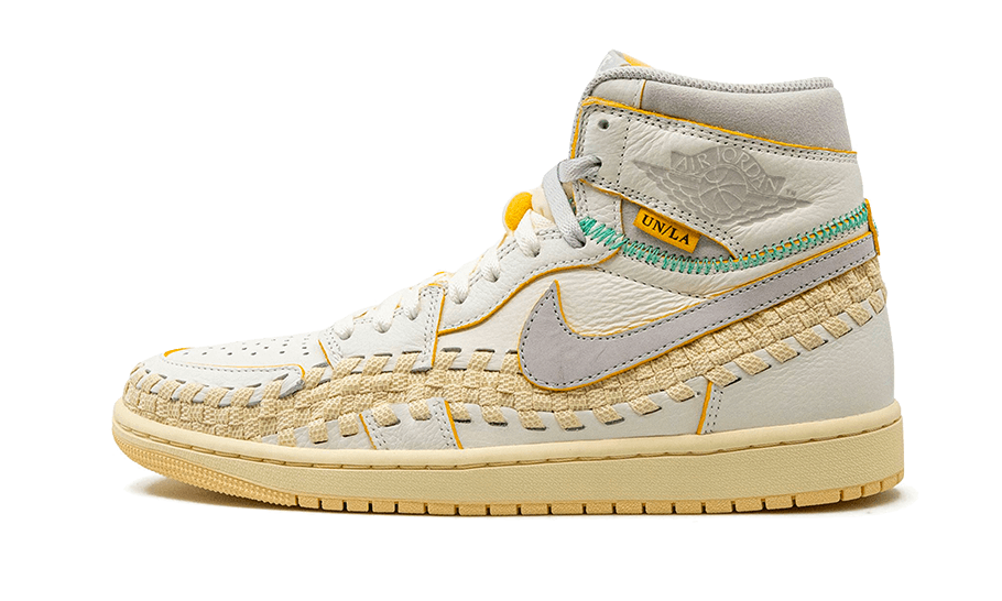 Air Jordan 1 Retro High OG SP Union LA Bephies Beauty Supply Summer of ‘96, Sail/Wolf Grey-Muslin-Pale Vanilla-Kinetic Green-University Gold (FD2565-100)