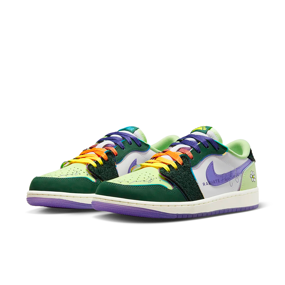 Air Jordan 1 Retro Low OG Doernbecher (2023), Gorge Green/Court Purple/White/Barely Volt/Sail (FD9665-351)