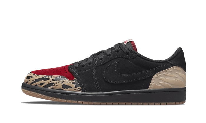 Air Jordan 1 Retro Low OG SP SoleFly, Black/Sport Red/Beige (DN3400-001)