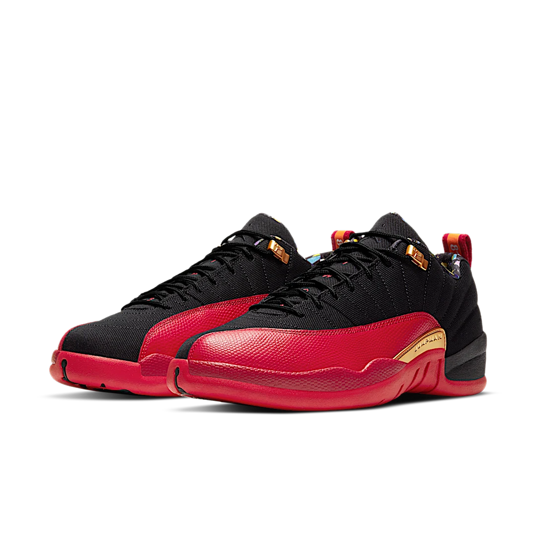 Air Jordan 12 Low SE Super Bowl LV, Black/Metallic Gold/Varsity Red (DC1059-001)