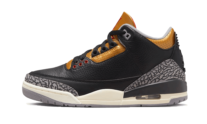 Air Jordan 3 Retro Black Cement Gold, Black/Fire Red/Metallic Gold/Cement Grey (CK9246-067)