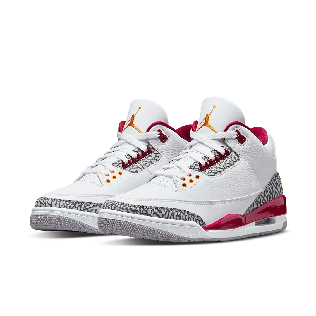 Air Jordan 3 Retro Cardinal Red, White/Light Curry-Cardinal Red-Cement Grey (CT8532-126)