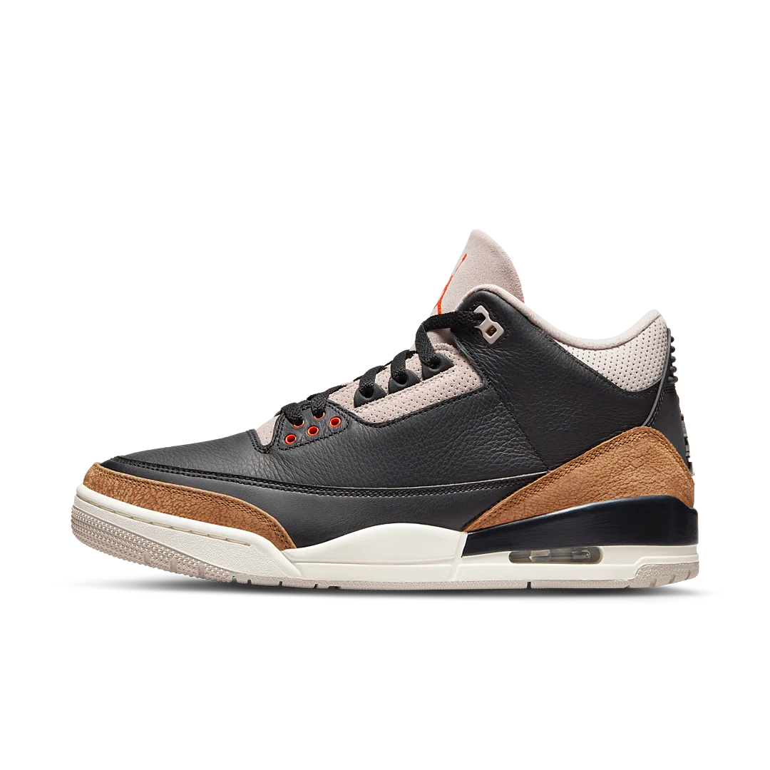 Air Jordan 3 Retro Desert Elephant, Black/Rush Orange/Fossil Stone/Sail (CT8532-008)