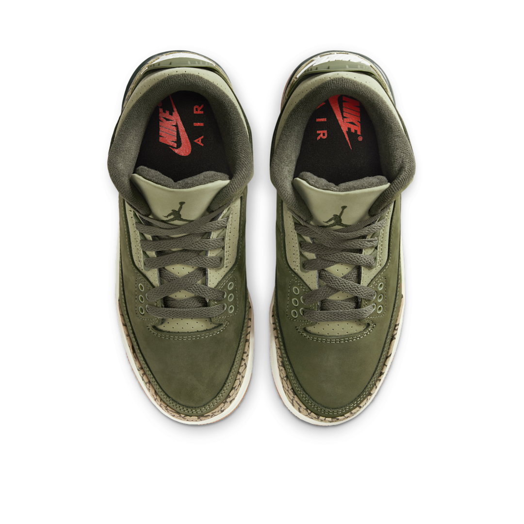 Air Jordan 3 Retro Family Affair, Medium Olive/Sequoia/Neutral Olive/Sail/Total Crimson (DM0967-202)