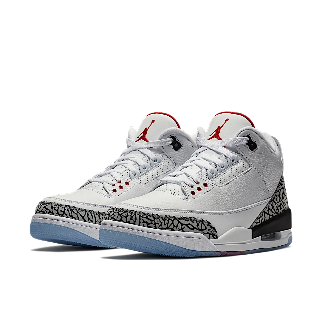 Air Jordan 3 Retro Free Throw Line White Cement, White/White-Fire Red-Black (923096-101)