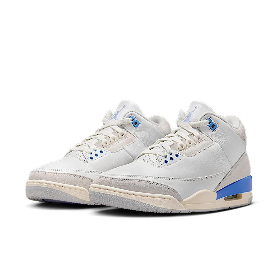 Air Jordan 3 Retro Lucky Shorts, Summit White/Hydrogen Blue-Legend Blue-Photon Dust-Pure Platinum-Sail (CT8532-101)