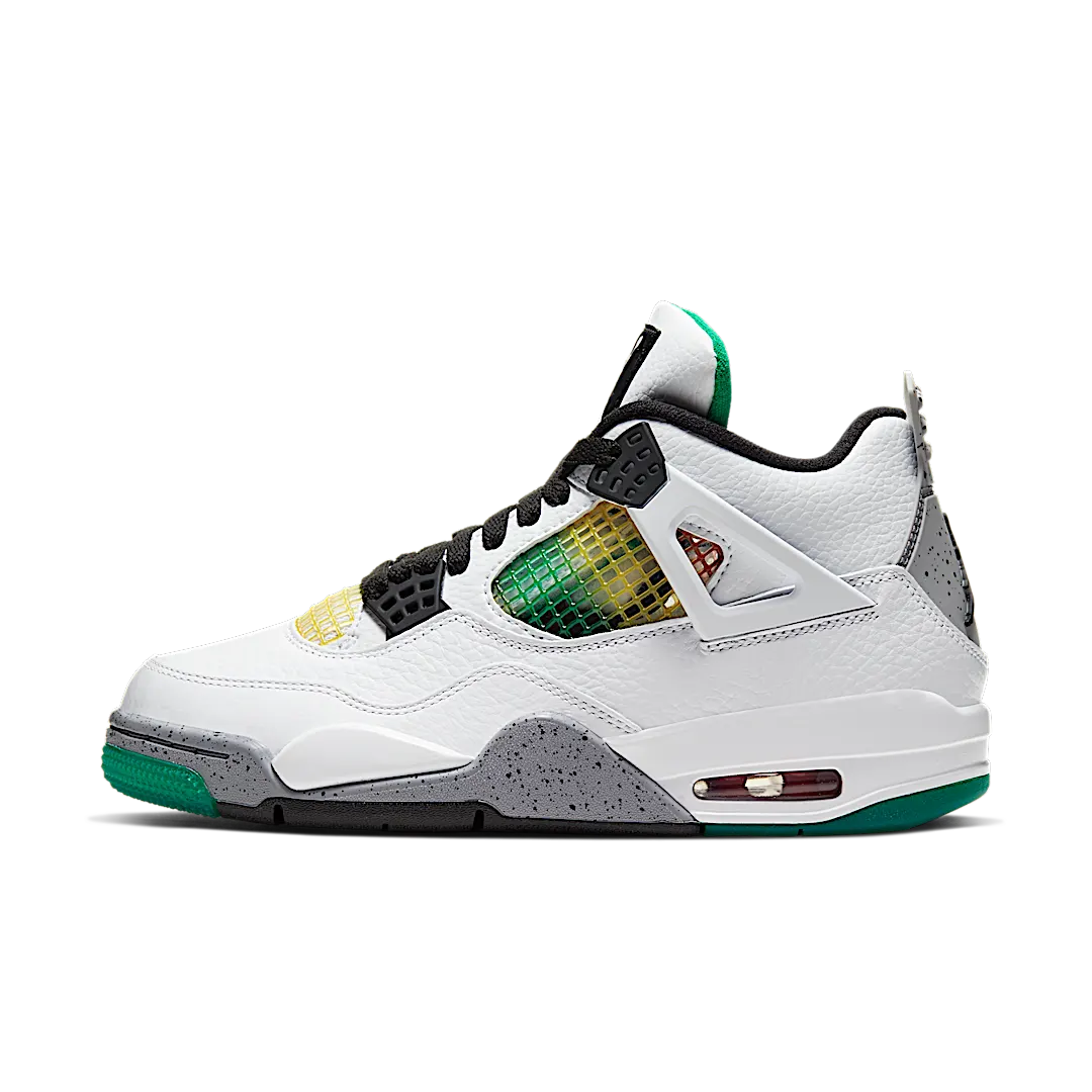 Air Jordan 4 Retro Lucid Green Rasta, White/University Red-Lucid Green-Black (AQ9129-100)