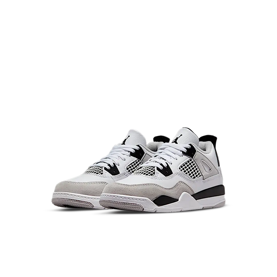 Air Jordan 4 Retro Military Black (PS), White/Black-Neutral Grey (BQ7669-111)