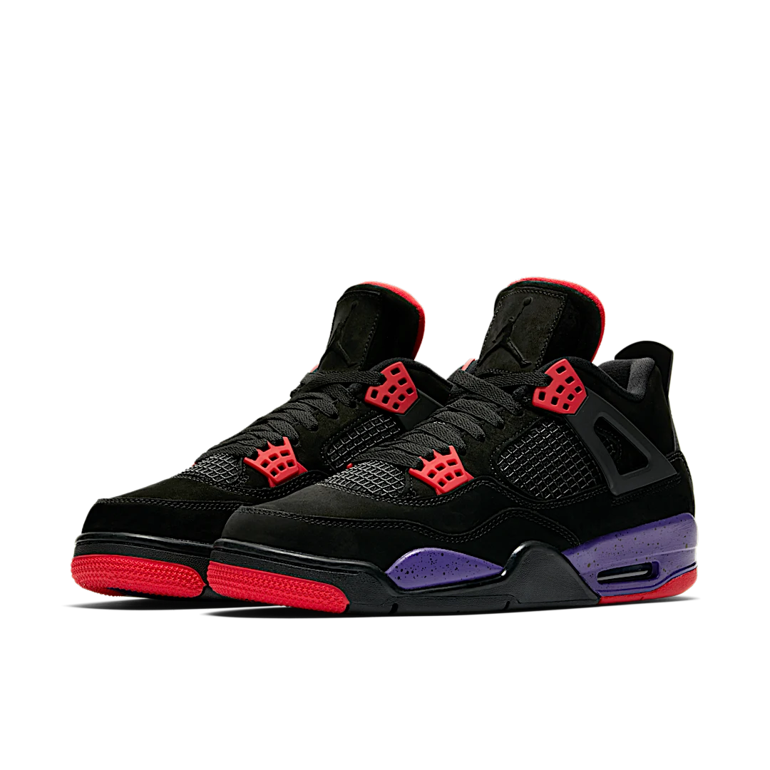 Air Jordan 4 Retro Raptors (2018), Black/Court Purple-University Red (AQ3816-065)