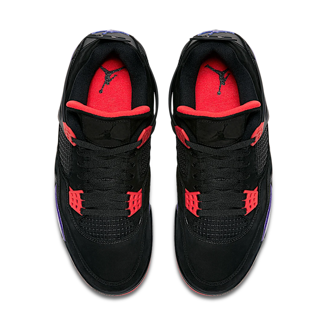 Air Jordan 4 Retro Raptors (2018), Black/Court Purple-University Red (AQ3816-065)