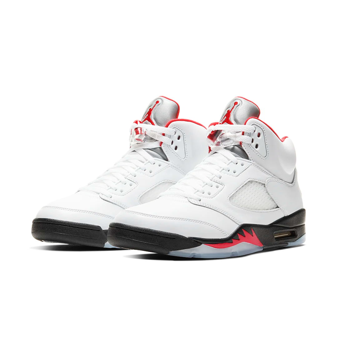 Air Jordan 5 Retro Fire Red Silver Tongue (2020), White/Black-Metallic Silver-Fire Red (DA1911-102)