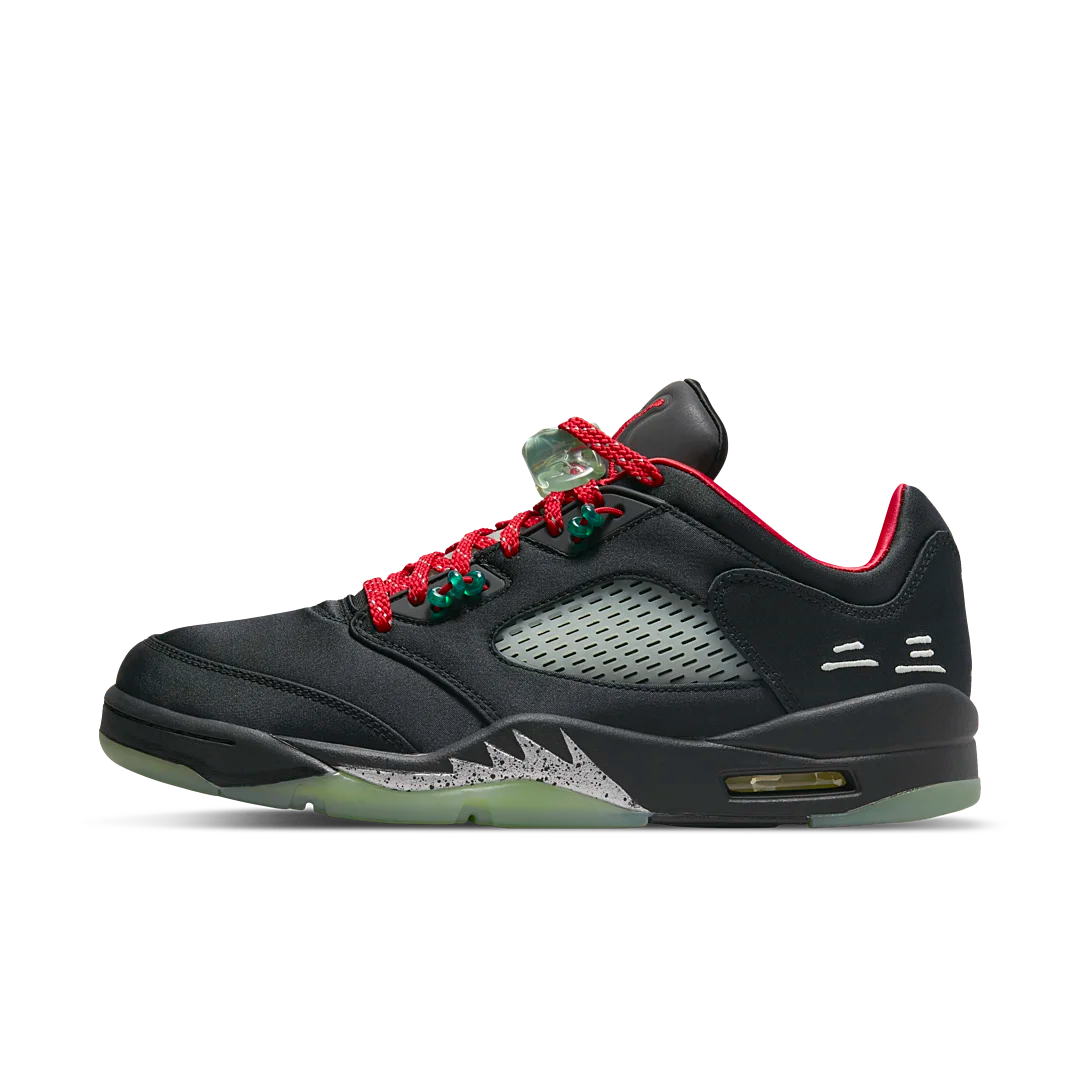 Air Jordan 5 Retro Low CLOT Jade, Black/Classic Jade-Fire Red-Metallic Silver (DM4640-036)