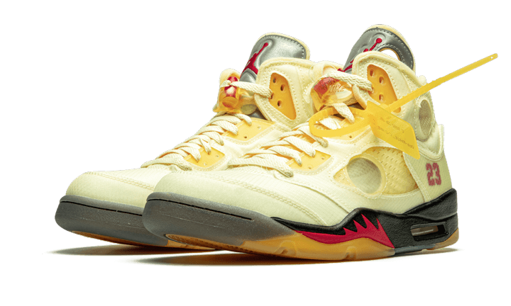 Air Jordan 5 Retro Off-White Sail, Sail/Fire Red-Muslin-Black (DH8565-100)