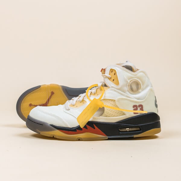 Air Jordan 5 Retro Off-White Sail, Sail/Fire Red-Muslin-Black (DH8565-100)