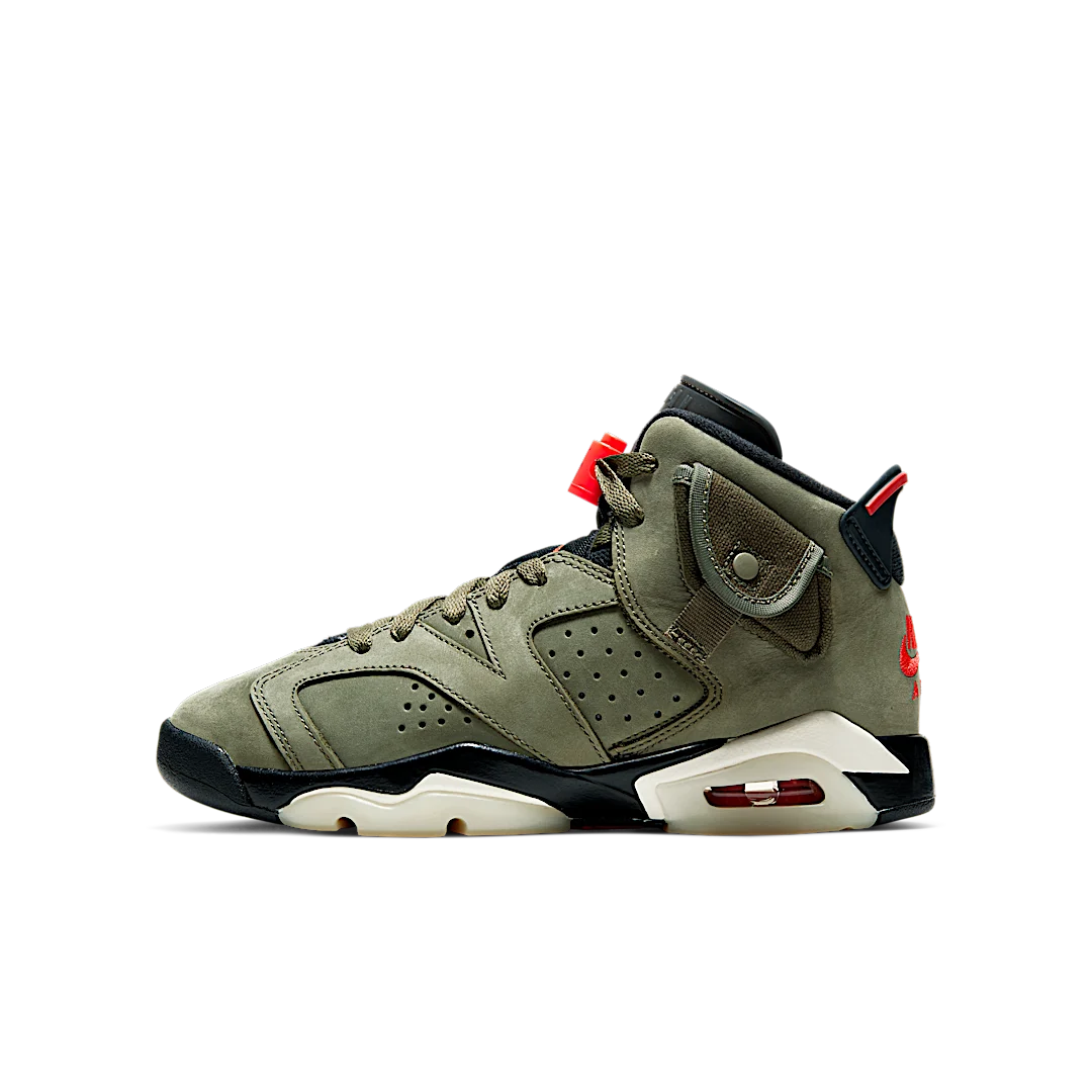 Air Jordan 6 Retro Travis Scott, Medium Olive/Black-Sail-University Red (CN1085-200)