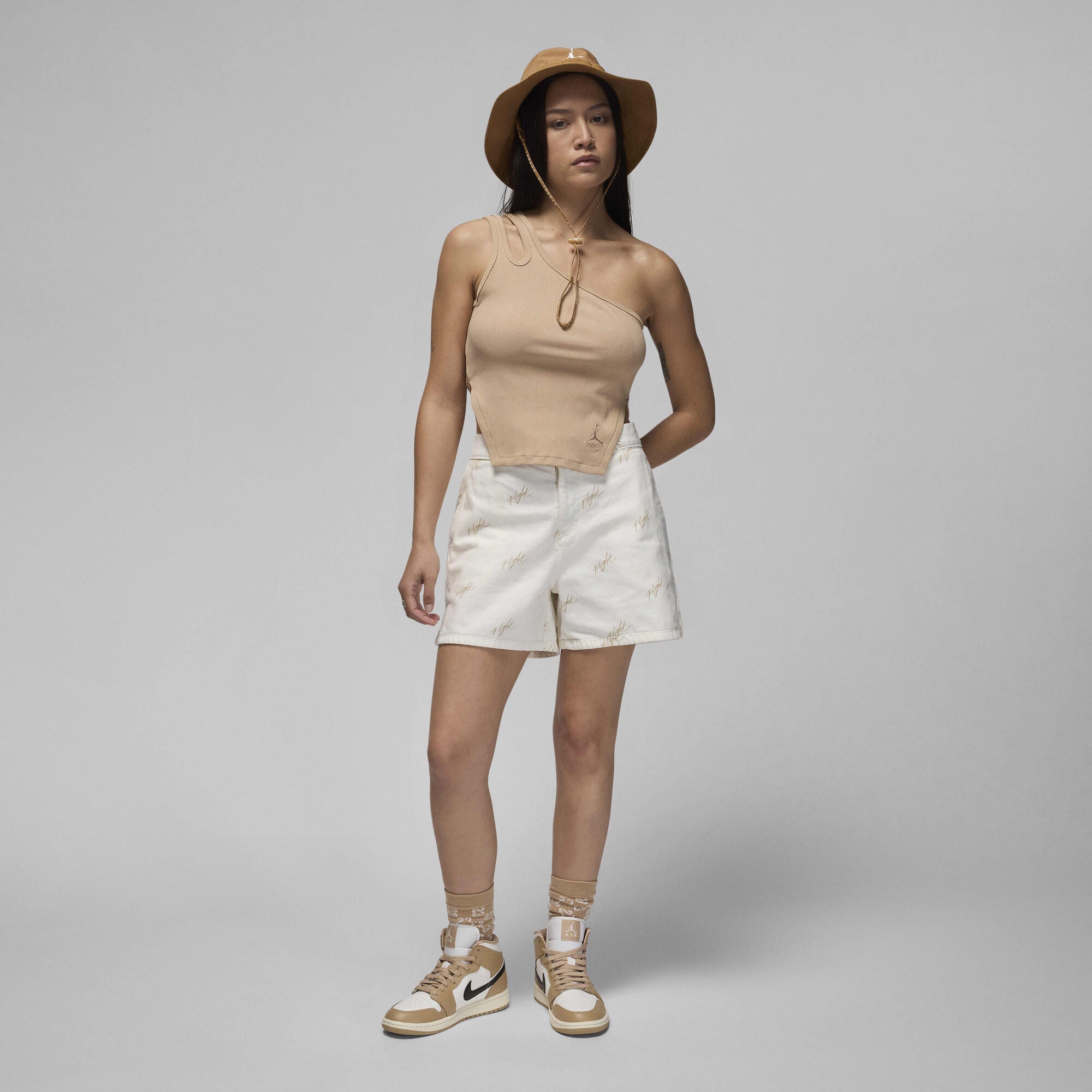 Air Jordan Asymmetrical Ribbed Tank Top Legend Medium Brown