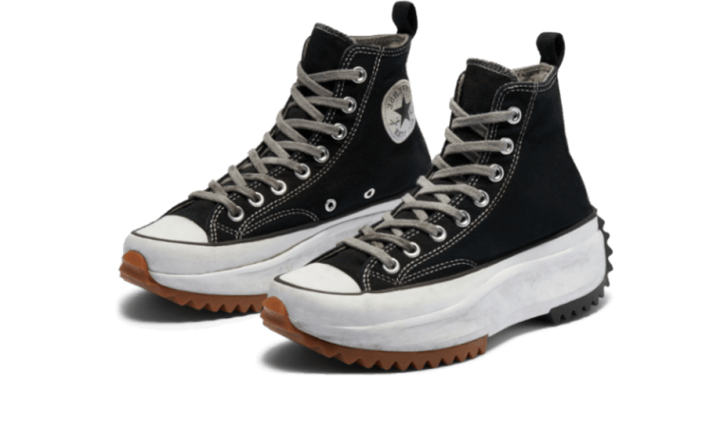 Converse Run Star Hike Hi Black White Gum Distressed