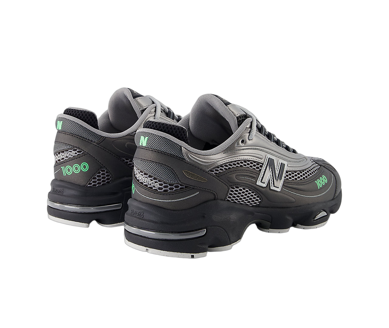 New Balance 1000 Dark Silver Metallic Lime Leaf