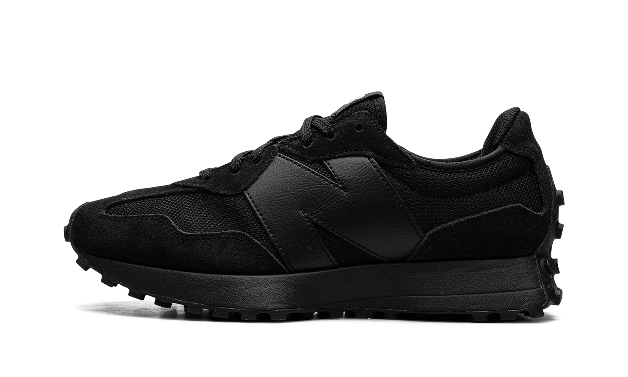 New Balance 327 Black White Tongue Logo