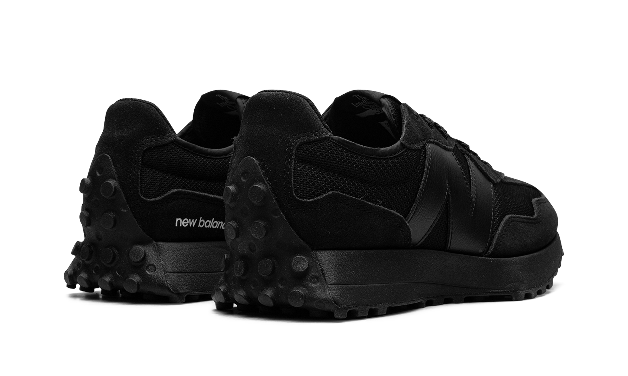New Balance 327 Black White Tongue Logo