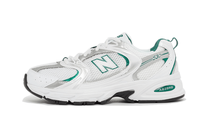 New Balance 530 White Silver Green, White/Metallic Silver/Green (MR530AB)