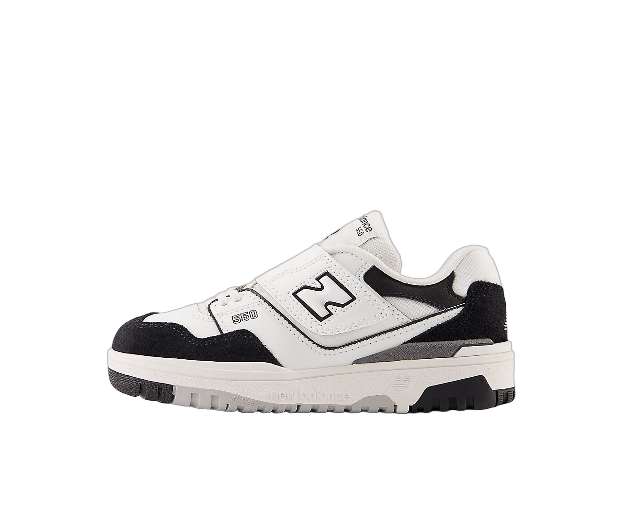 New Balance 550 Bungee Lace White Black Rain Cloud (PS)