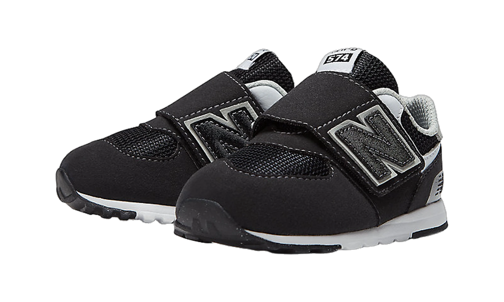 New Balance 574 Hook and Loop Black Silver Metallic (TD)