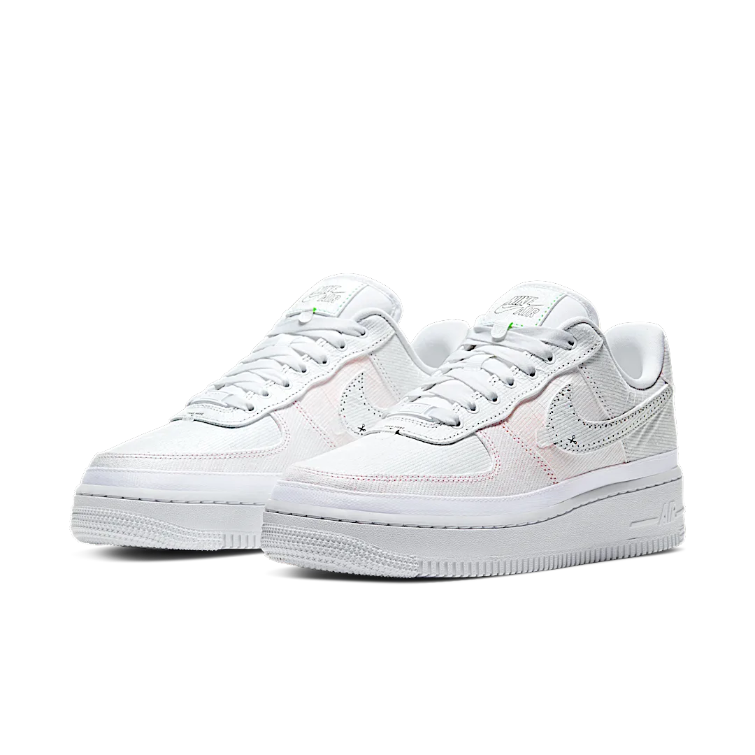 Nike Air Force 1 LX Reveal Black Swoosh, White/White-Multi-Color (CJ1650-100)